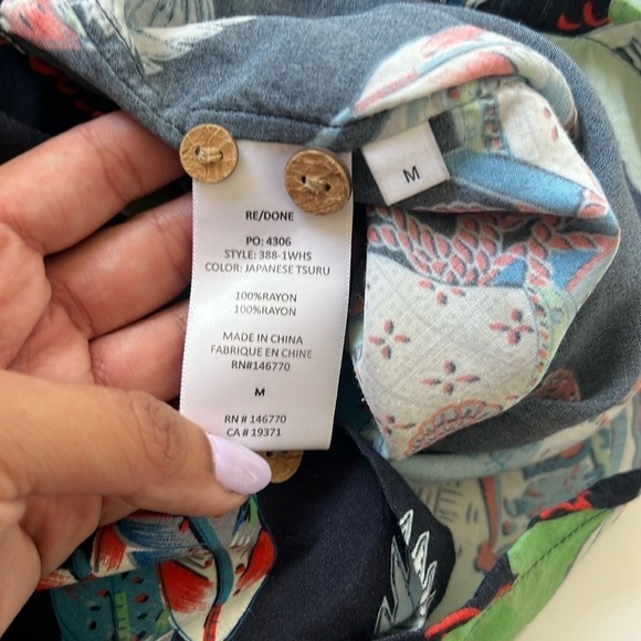 RE/DONE 50s Hawaiian Shirt Japanese Tsuru - Picture 5 of 6